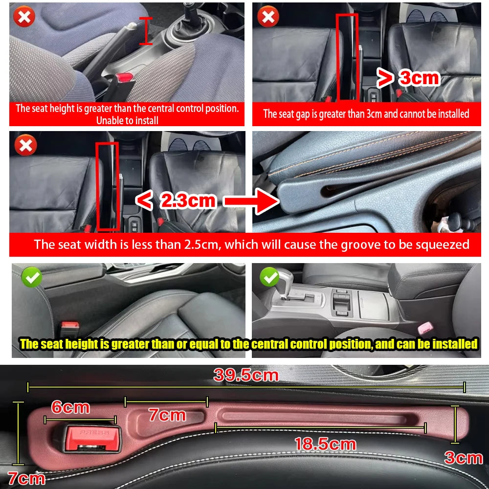2Pcs Car Seat Gap Filler Seat Crevice Storage Box Bag Between Seats