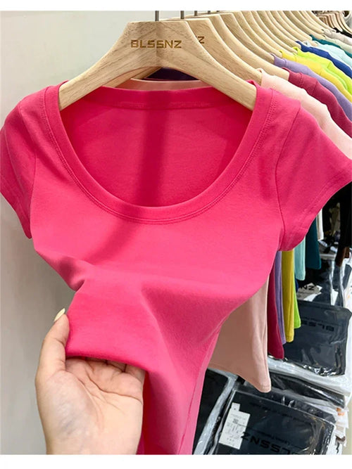 Summer Top Sexy T Shirt Women T-Shirt Korean Style Woman Clothes Slim