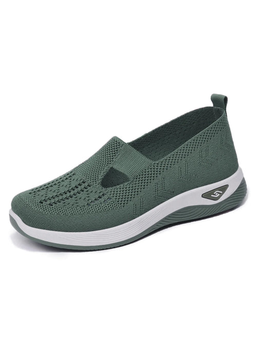Women's Solid Color Breathable Sneakers, Soft Sole Lightweight Slip On