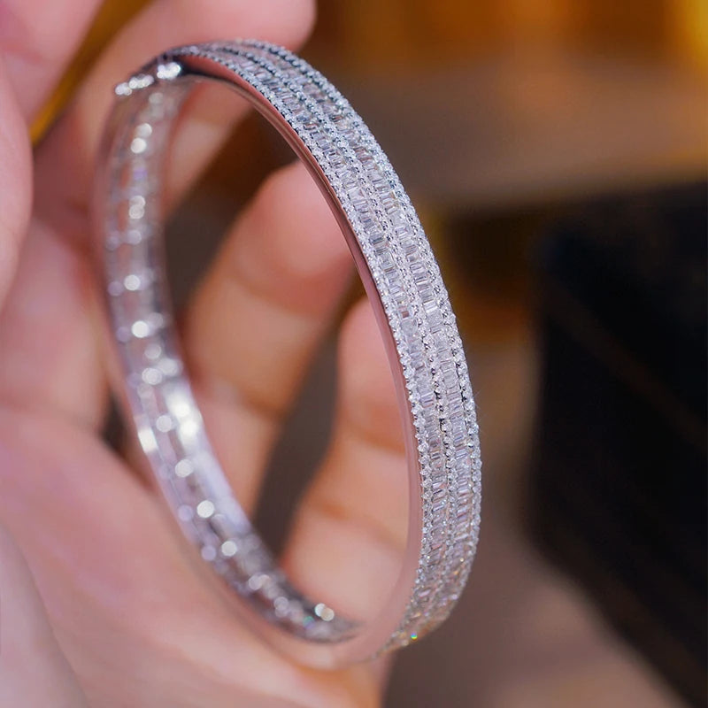 Aazuo 18K Solid White Gold Real Diamond 5.6ct  Ladder Full set Big