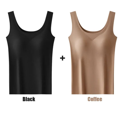 2PCS/Lot Silk Seamless Tank Top with Fixed Chest Pad Women's Camisole