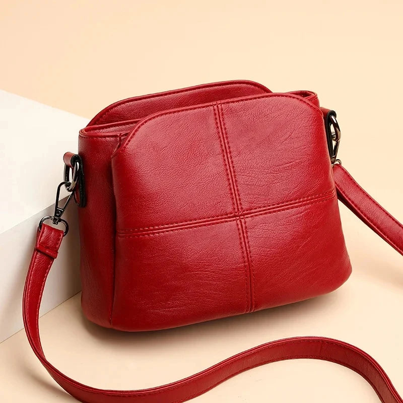 Vintage Women's Soft PU Leather Shoulder Bag Square Solid Color