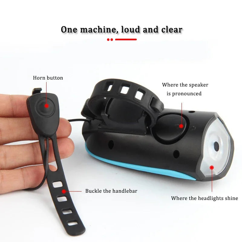 Bicycle Front Light with Electric Horn Waterproof Bike Headlight USB