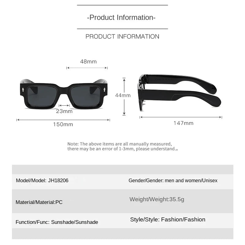 Fashion Retro Thick Leg Square Frame Sunglasses Men Women Popular