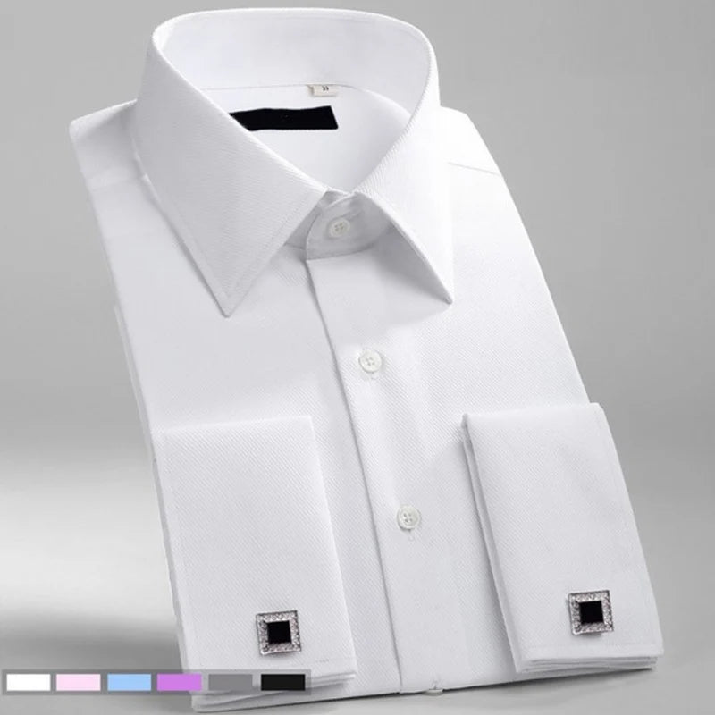 Men's Classic French Cuffs Social Dress Shirt Formal Business