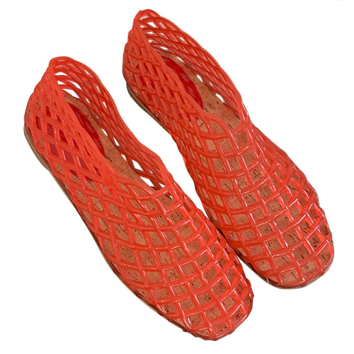 Women Jelly Flats Mesh Ballet Flats Square Toe Hollow Out Ballet Flats