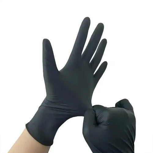 50/100PCS Black Nitrile Gloves Powder Free Waterproof Disposable