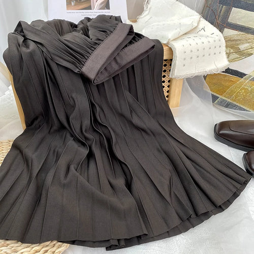 2024 Women Elegant Pleated Skirt High Waist Women Mid-long Skirt