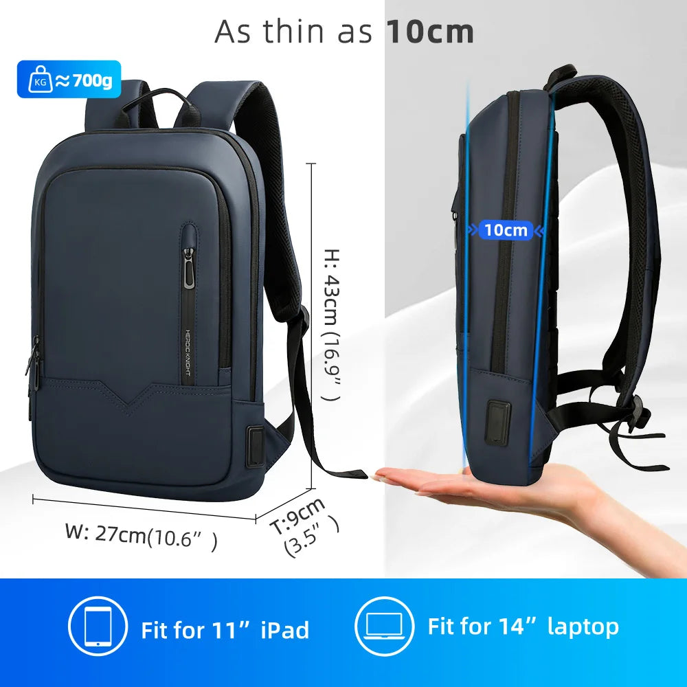 HK Slim Backpack For Men 15.6 Inch Laptop Bags Waterproof Minimalist