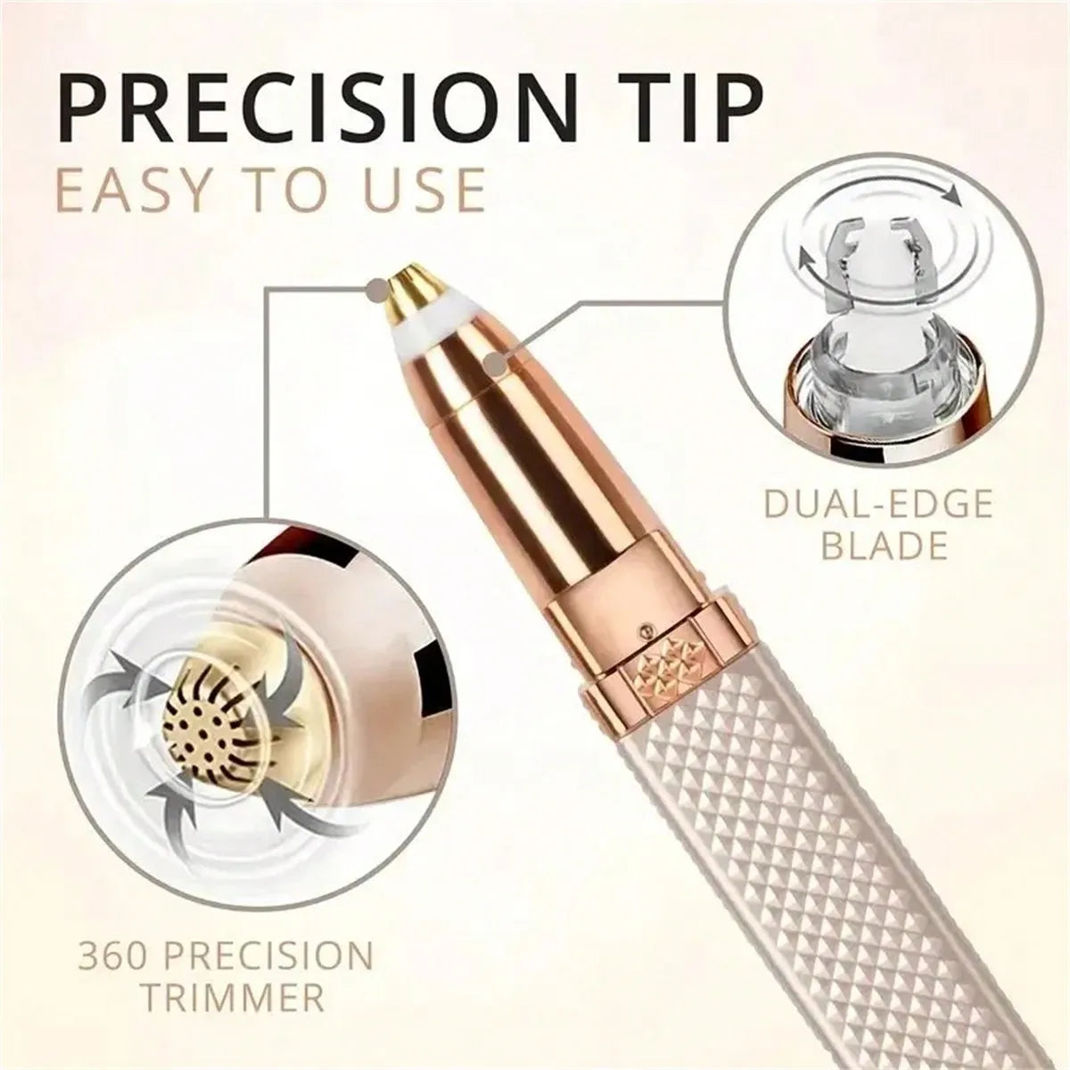 1pc Rechargeable 2-In-1 Eyebrow Razor And Hair Shaver With LED Light -