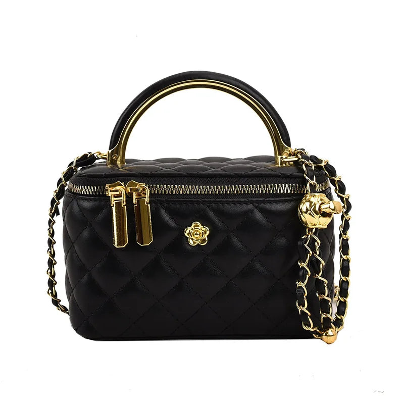 Quilted Shoulder Bag for Women PU Leather British Style Handbag Ladies
