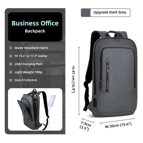 HK Slim Backpack For Men 15.6 Inch Laptop Bags Waterproof Minimalist
