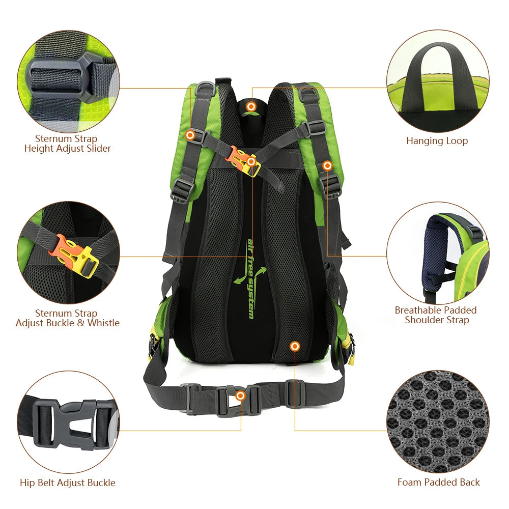 40L Water Resistant Travel Backpack Camping Hiking Laptop Daypack