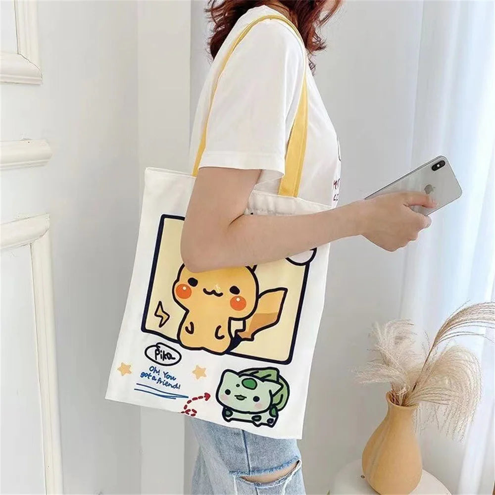 Pikachu Pokemon Canvas Tote Kawaii Psyduck Cute Autumn/Winter Daily