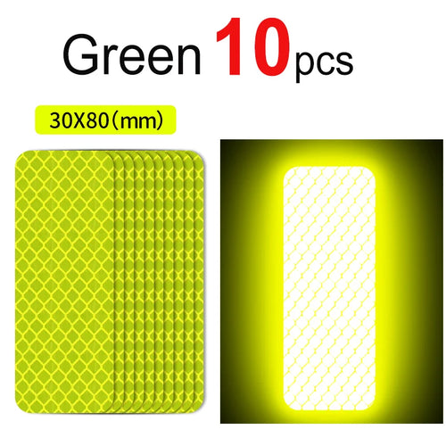 10~60pcs Bicycle Reflective Stickers Secure 30x80mm Warning Strip Car