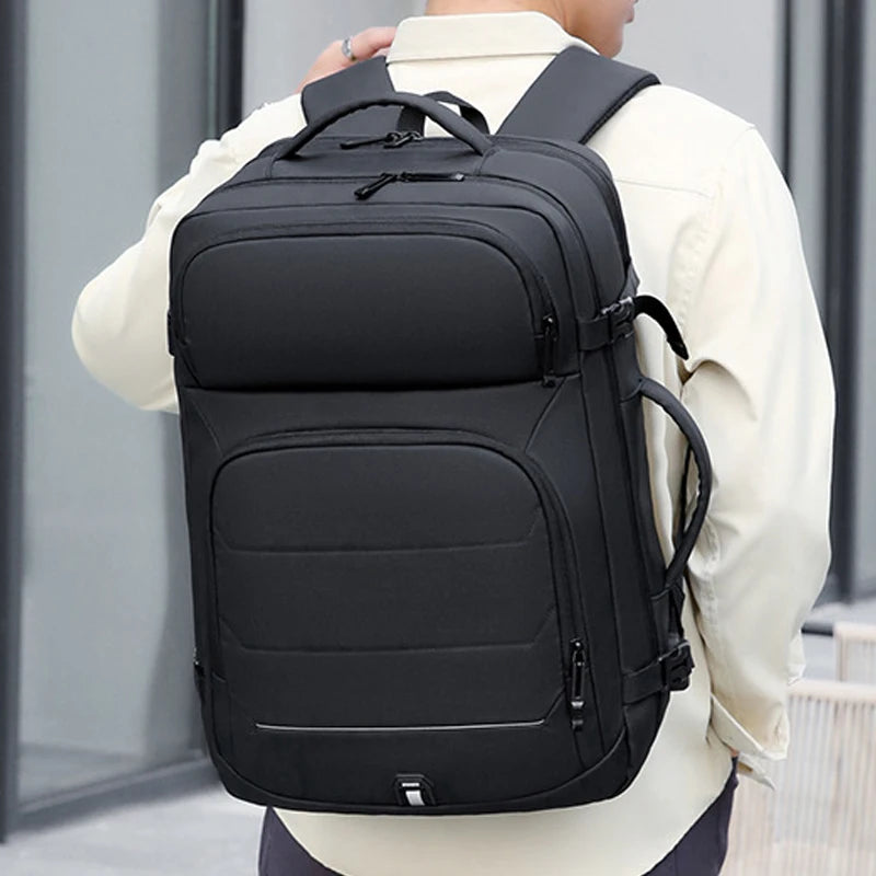 Expandable Men‘s 17 Inch Laptop Backpacks Waterproof Notebook Bag USB