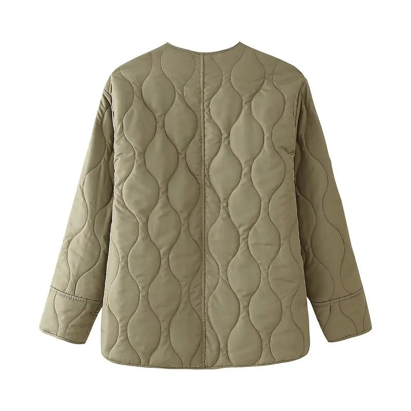 MUJER 2025 Quilted Jacket Women Parkas Long Sleeve Padded Coat Woman
