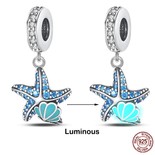 925 Sterling Silver Chameleon Luminous Firefly Butterfly Charms Beads