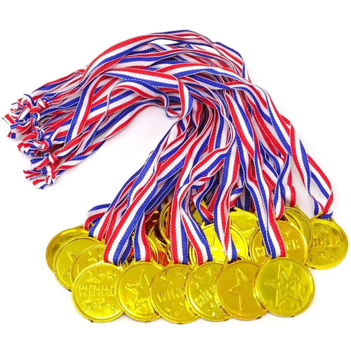 10/20Pcs Plastic Gold Winner Award Medals Kids Birthday Party Favors