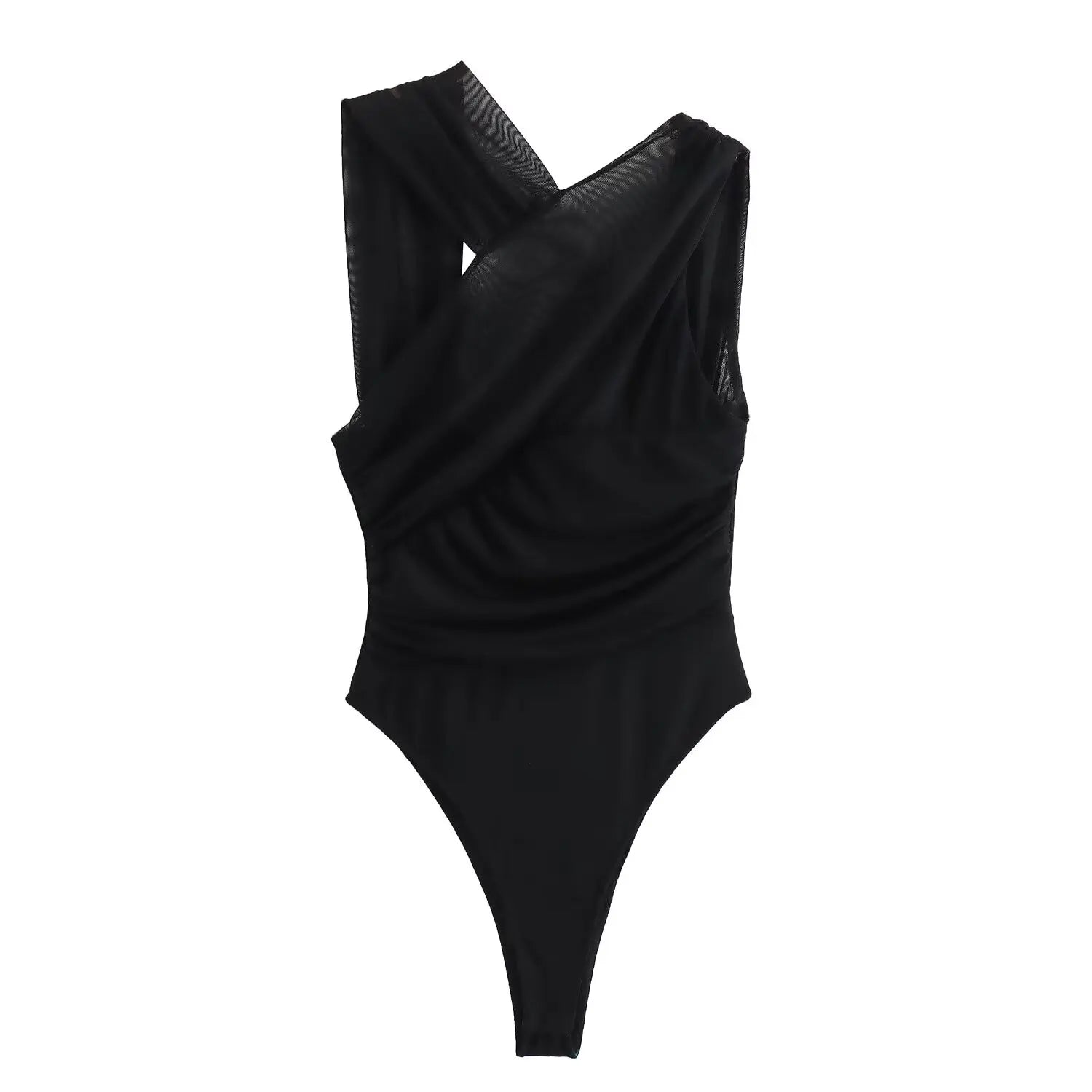 MUJER Leopard Print Bodysuit Women Tulle Black Sexy Body Suits Woman