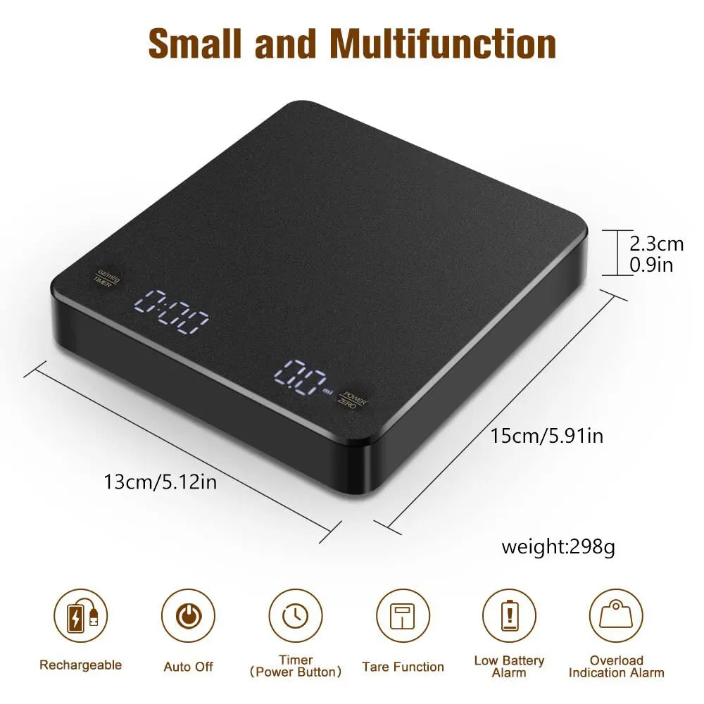 Digital Coffee Scale with Timer LED Screen Espresso USB 3kg