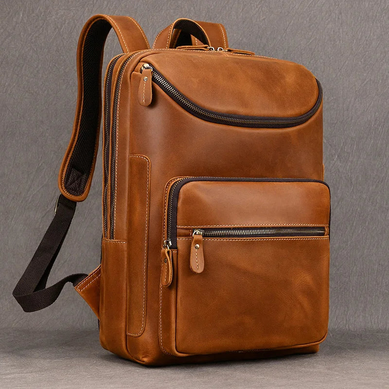 Luufan Men's Backpack Genuine Leather 15 Inch Business Laptop Daypack