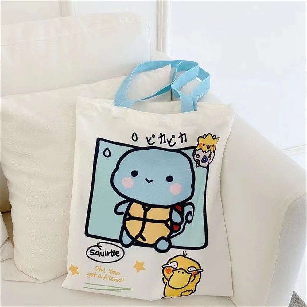 Pikachu Pokemon Canvas Tote Kawaii Psyduck Cute Autumn/Winter Daily