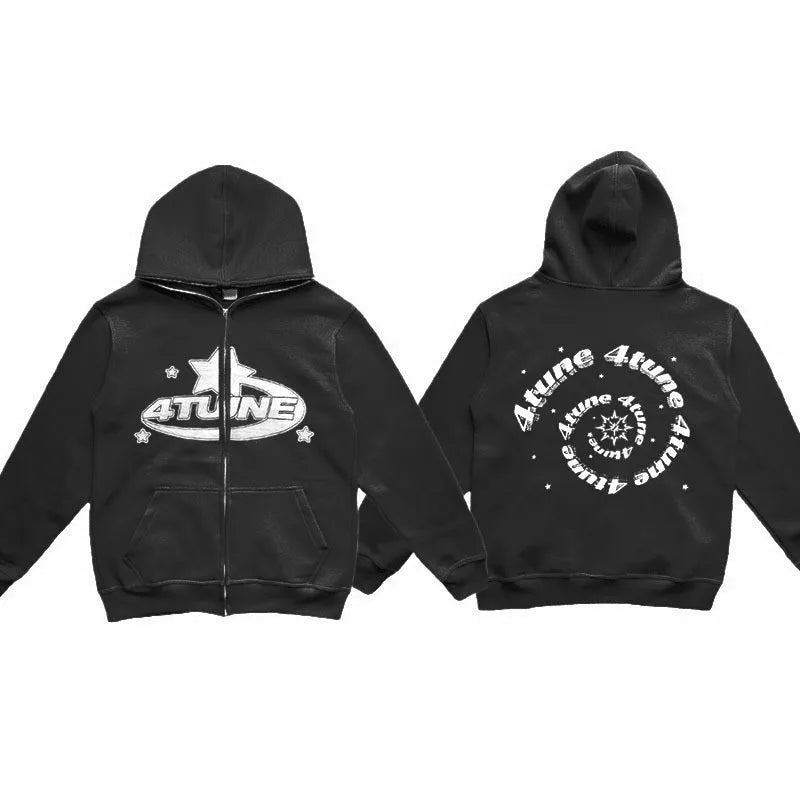 New Clothes Star Letter Print Retro Oversized Hoodie Women Y2K Street
