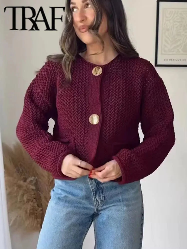 Autumn Winter Knitted Cardigans For Women Casual Button Long Sleeve