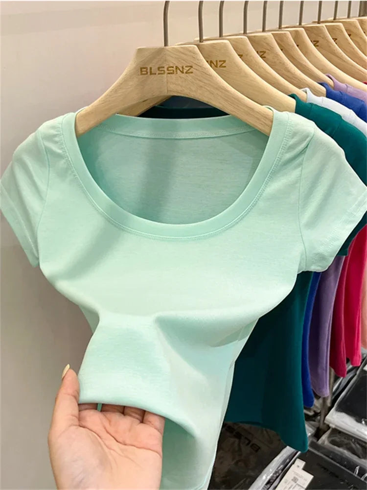 Summer Top Sexy T Shirt Women T-Shirt Korean Style Woman Clothes Slim