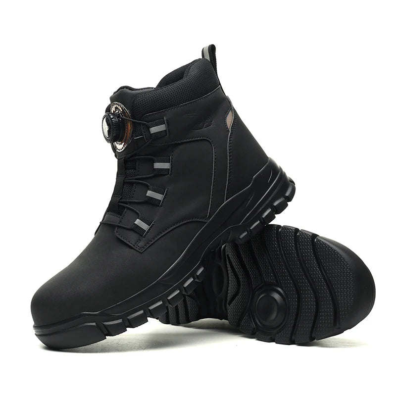 Rotating Buttons Indestructible Work Boots Men Steel Toe Safety Boots