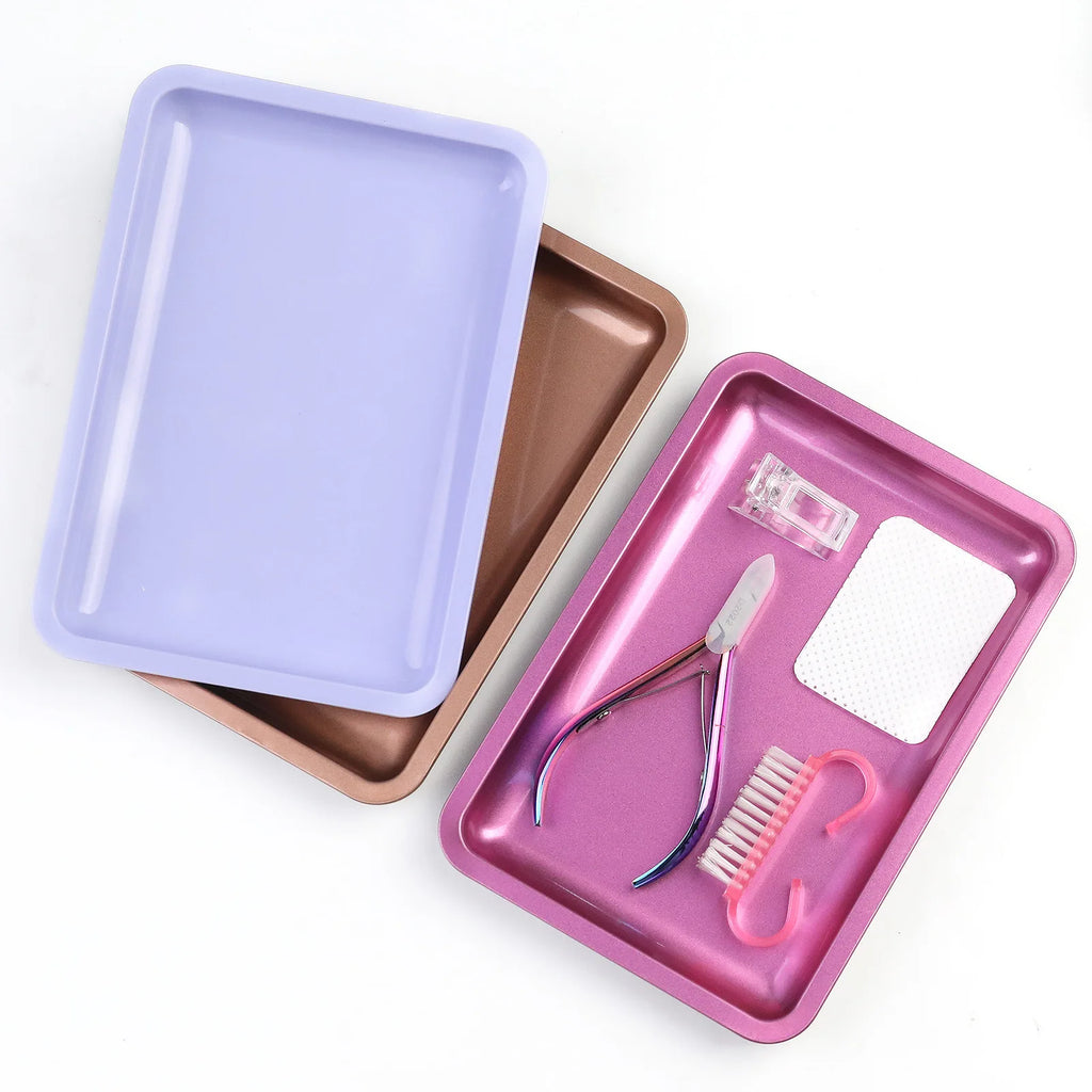 1PC Square Stainless Steel Cosmetic Storage Tray Nail Art Manicure