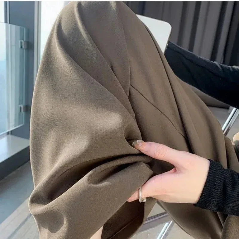 Elegant Wide Leg Pants Women Korean Style High Waist Black Baggy Pants