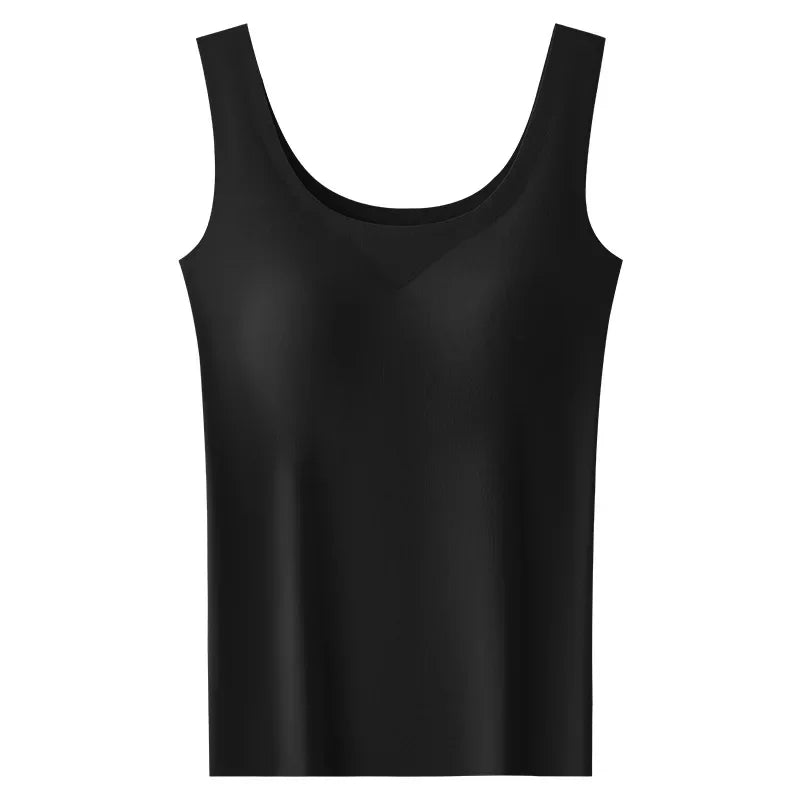 2PCS/Lot Silk Seamless Tank Top with Fixed Chest Pad Women's Camisole