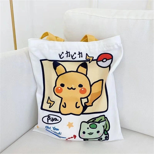 Pikachu Pokemon Canvas Tote Kawaii Psyduck Cute Autumn/Winter Daily