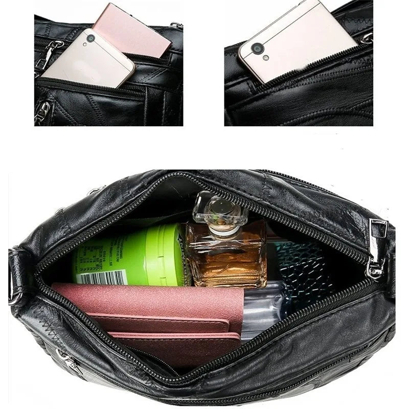 Luxury Soft Leather Women's Crossbody Handbags Handbags Flower Multi