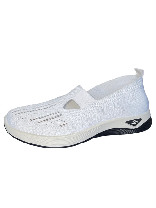 Women's Solid Color Breathable Sneakers, Soft Sole Lightweight Slip On