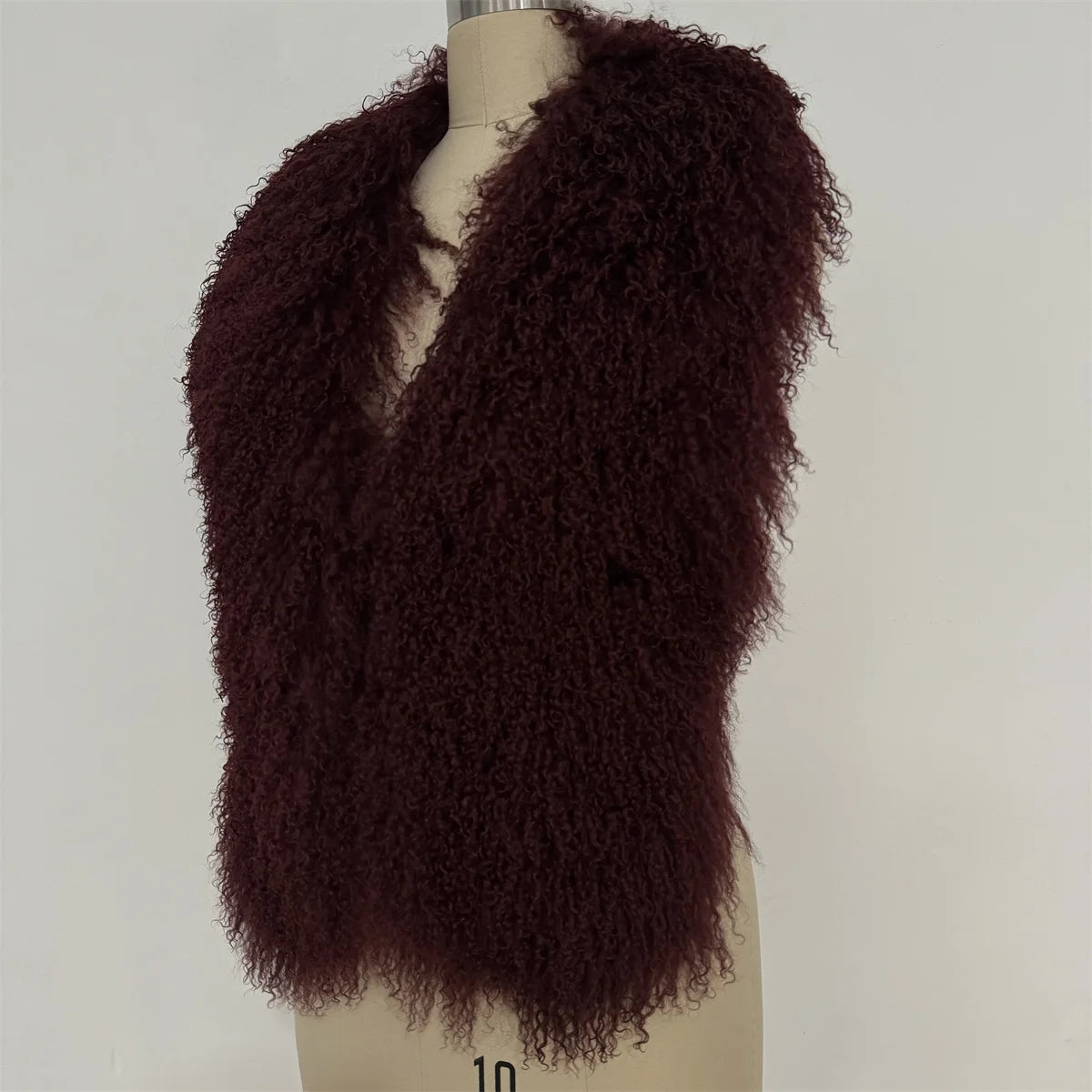 Fluffy Luxury  Real Mongolian Fur Halter Vests Women Solid Deep V-Neck