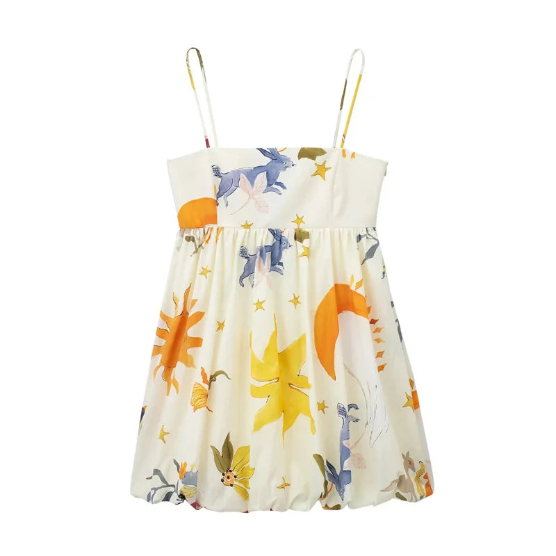 MUJER Print Slip Mini Dress Women Sleeveless Summer Dress Woman 2025