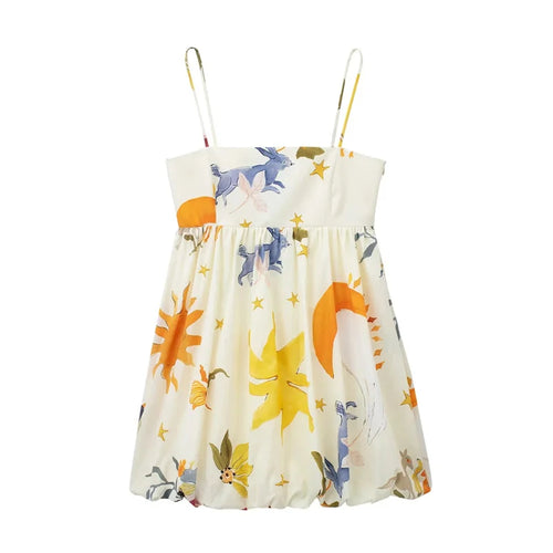 MUJER Print Slip Mini Dress Women Sleeveless Summer Dress Woman 2025