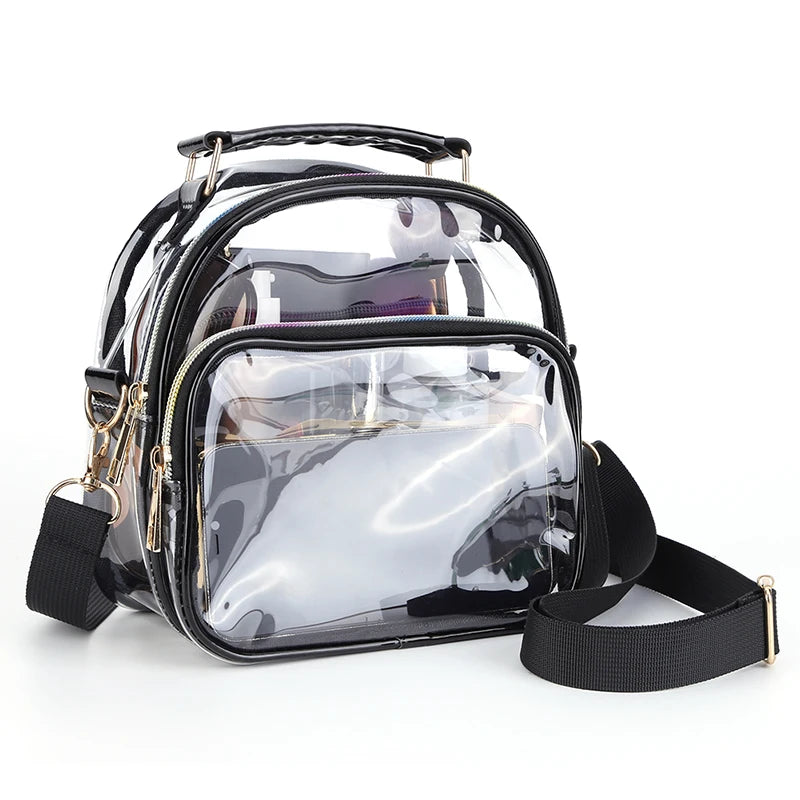 Transparent PVC Ladies Small Handbags Stadium Approved Women Clear Bag