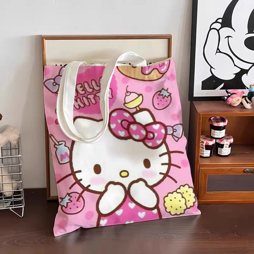 Sanrio Hello Kitty Large Capacity Canvas Bag Cute Cartoon Kt Cat New