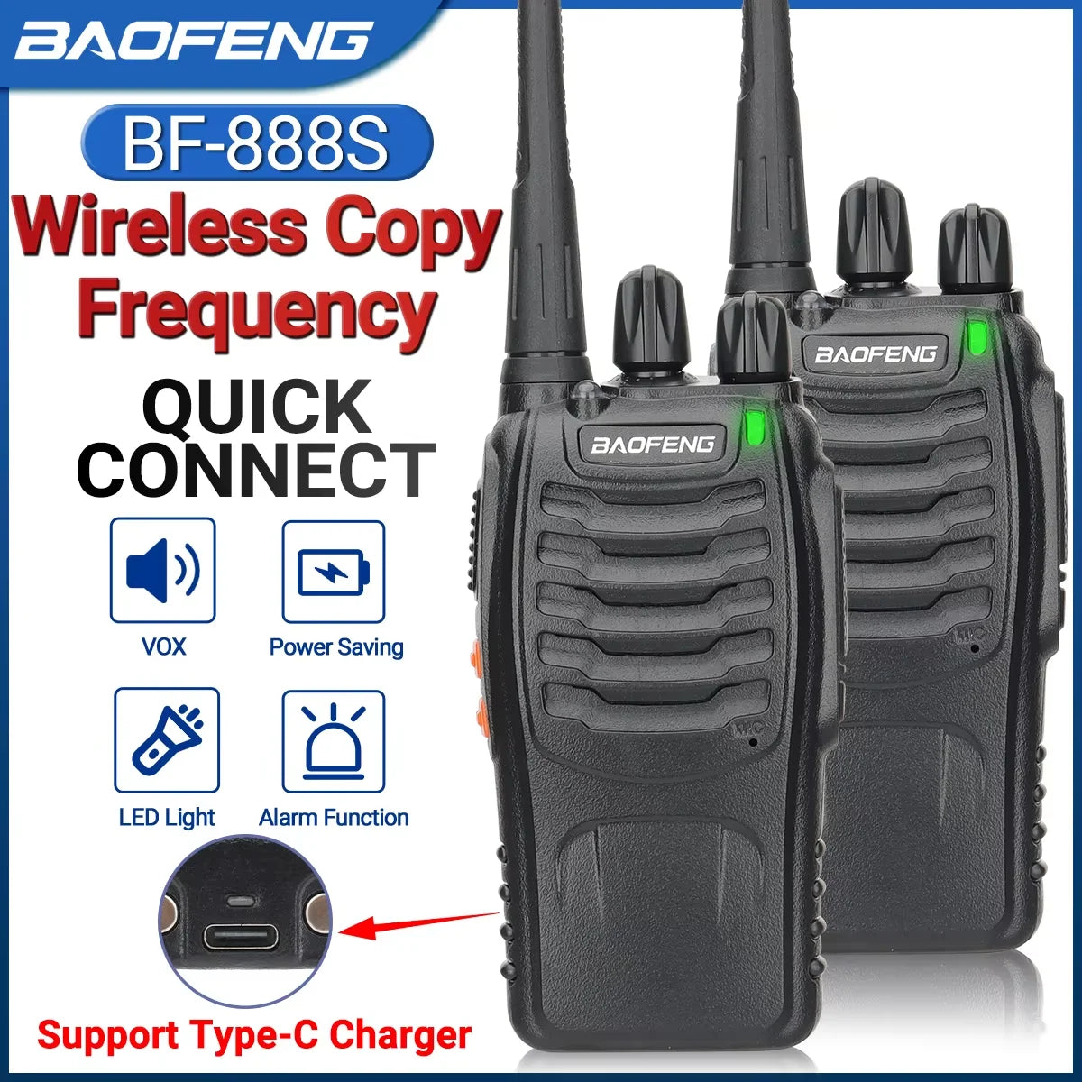 Baofeng BF-888S Pro Walkie Talkie Wireless Copy Frequency Long Range