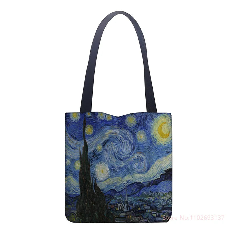 New Van Gogh Oil Painting Tote Bag Retro Art Fashion Travel Bag Women