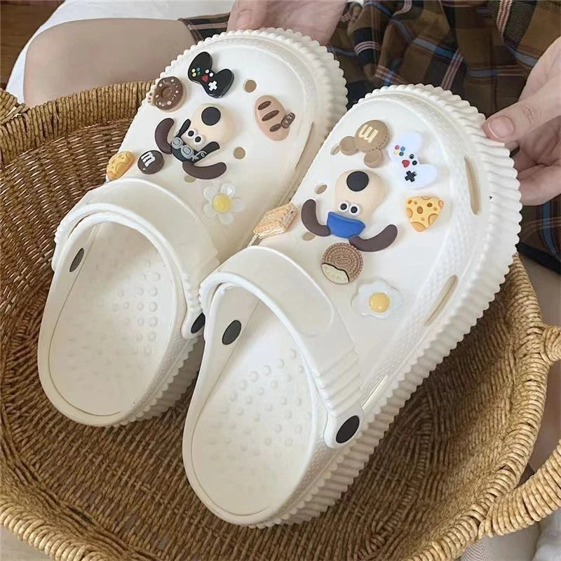 DIY 3D Cute Cartoon Dog Shoe Charms for Clogs Slides Sandals Garden