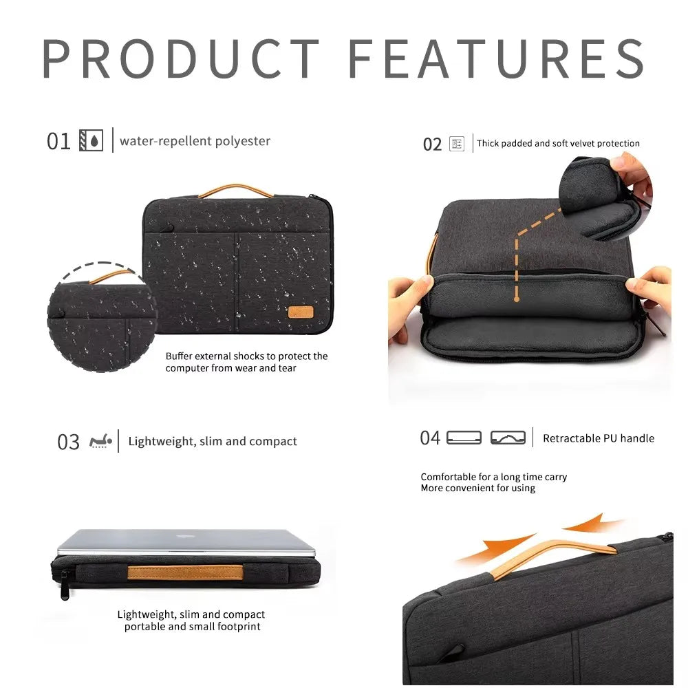 Laptop Sleeve Bag 14-15.6 Inch Notebook Pouch for Men's Shockproof