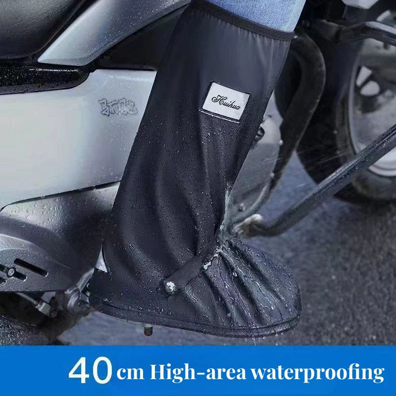 Rain Boot Shoe Cover Black Waterproof with Reflector High Top Clear