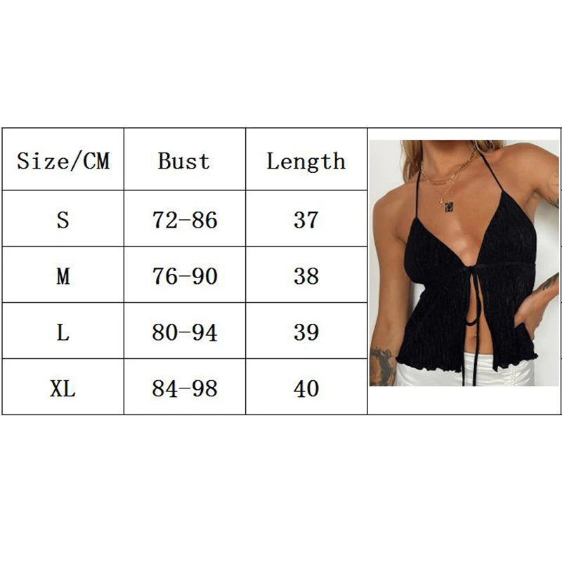Sexy Summer Cami Top Bowknot Lace-Up Sleeveless Cropped Vest Elegant