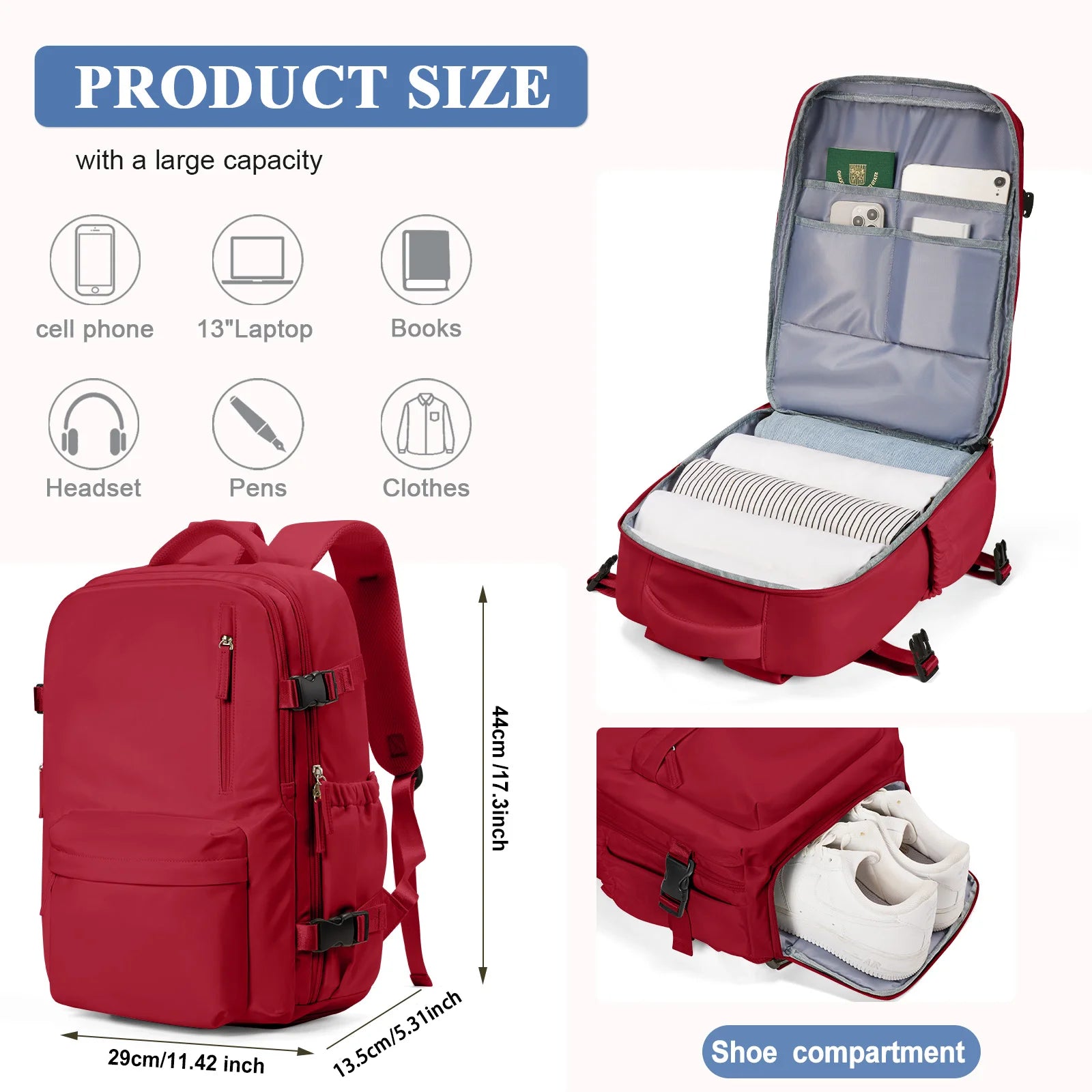 Airplane Approved Backpack for Women Travel Backpack Large Capacity