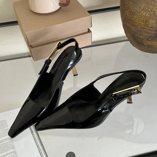 Eilyken Street Style Sexy Pointed Toe Metal Buckle Strap Women Pumps